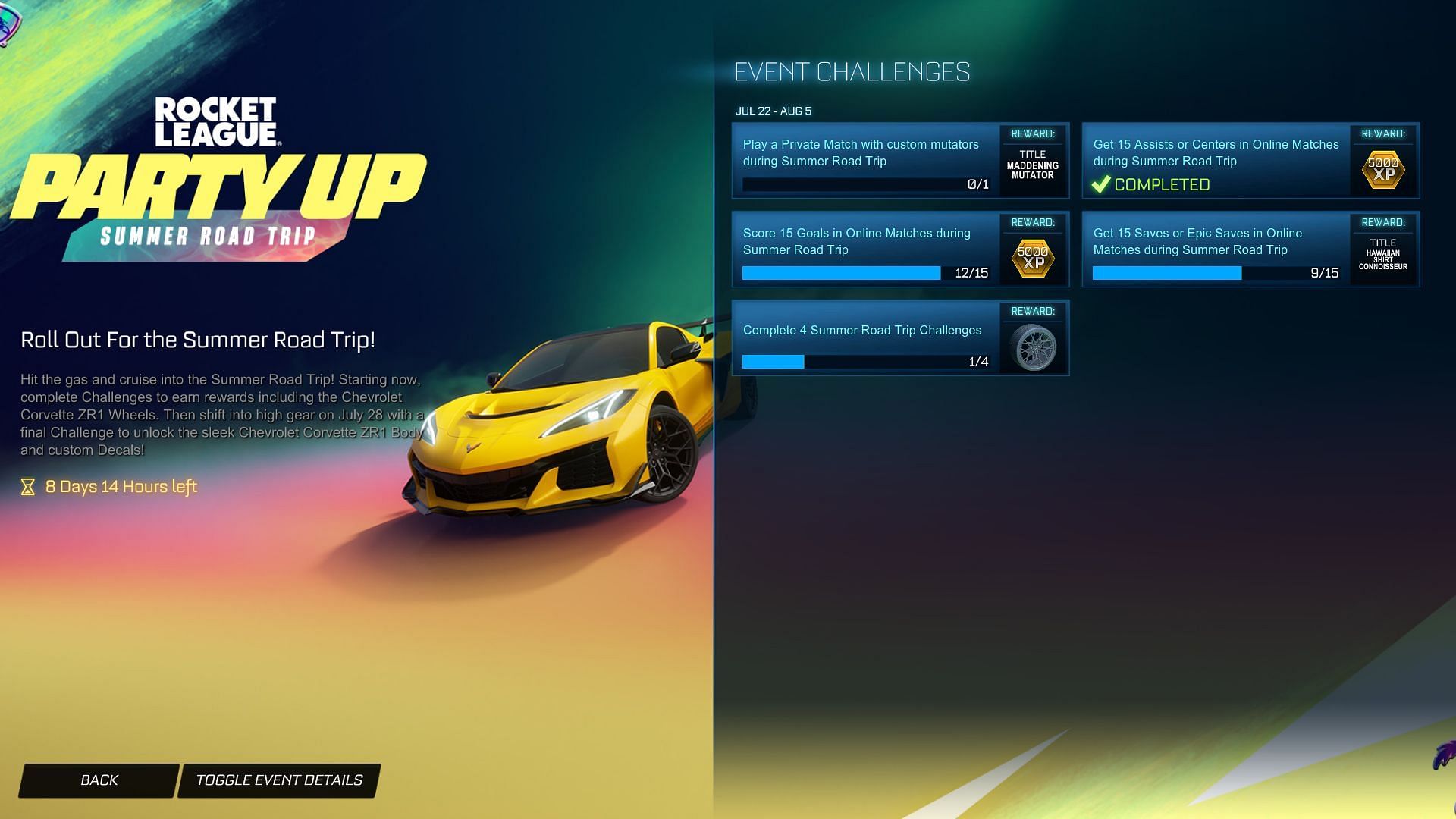 Summer Road Trip quests (Image via Sportskeeda Gaming || Psyonix)